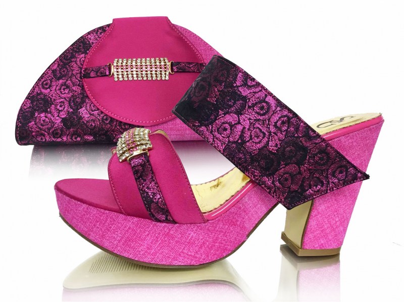 Fashion Lady Shoes And Bag Set Italy Purple Color Italian Shoes